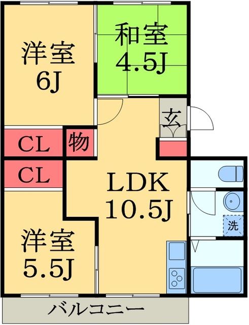 【千葉市稲毛区山王町のマンションの間取り】