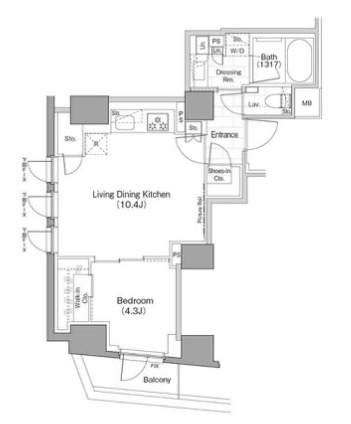 新宿区新宿のマンションの間取り