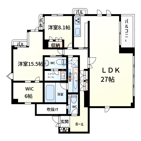 大阪市阿倍野区北畠のマンションの間取り