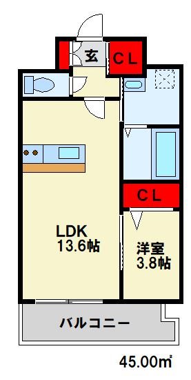 北九州市若松区塩屋のマンションの間取り