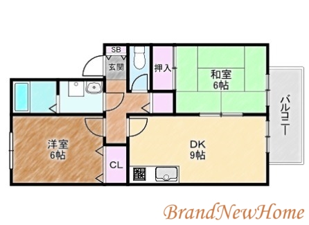 堺市北区百舌鳥陵南町のアパートの間取り