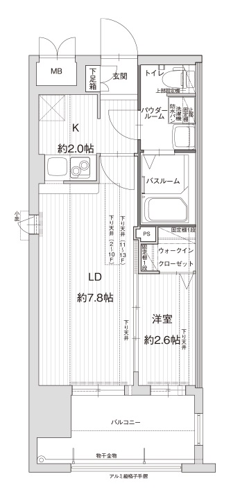 福岡市博多区比恵町のマンションの間取り