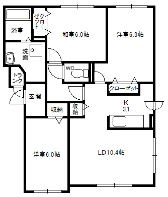 ベルソーレ山鼻の間取り