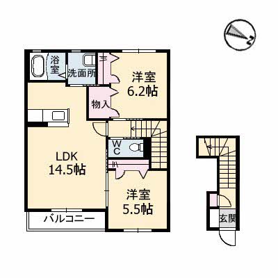 福山市駅家町大字万能倉のアパートの間取り