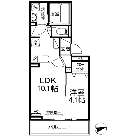 北九州市小倉北区萩崎町のアパートの間取り