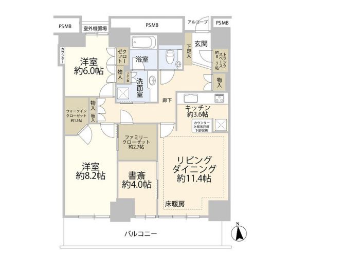 江東区東雲のマンションの間取り