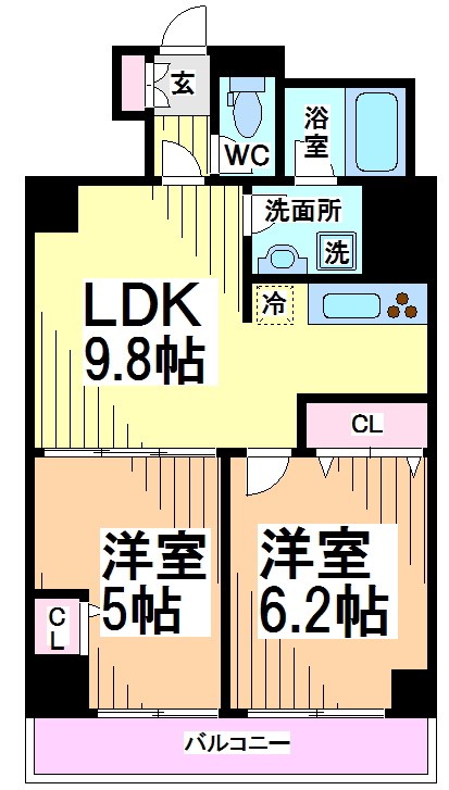 京王線 笹塚駅 徒歩2分 14階建 築30年の間取り写真