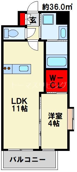 北九州モノレール 香春口三萩野駅 徒歩8分 14階建 築4年の間取り写真