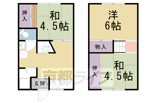 京都市左京区山端川端町のアパートの間取り