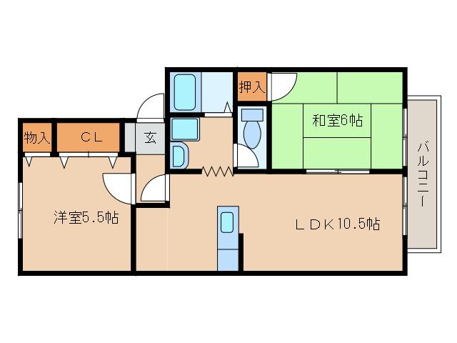 静岡市葵区瀬名のアパートの間取り