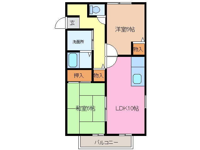 松阪市嬉野中川町のアパートの間取り