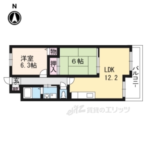 【長岡京市開田のマンションの間取り】