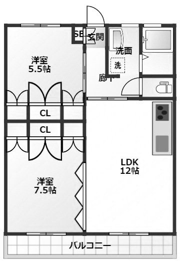 高崎市中尾町のアパートの間取り