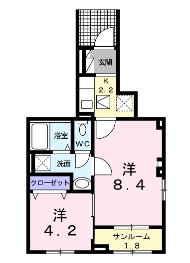 青梅市大門のアパートの間取り