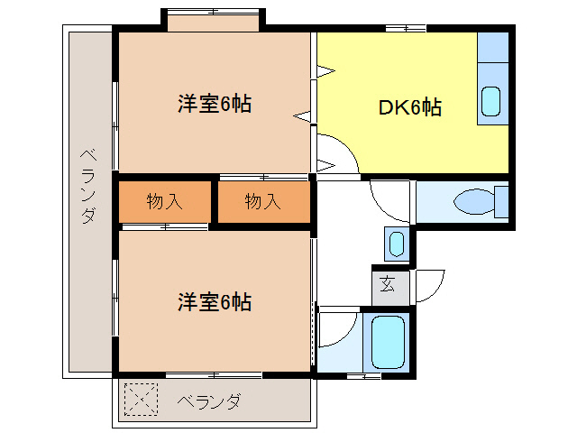 ＯＤＫハイツＢ棟の間取り