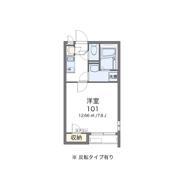 岡山市東区西大寺上のアパートの間取り