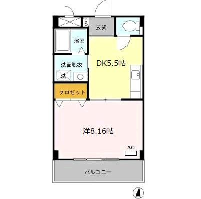 姫路市三左衛門堀西の町のマンションの間取り