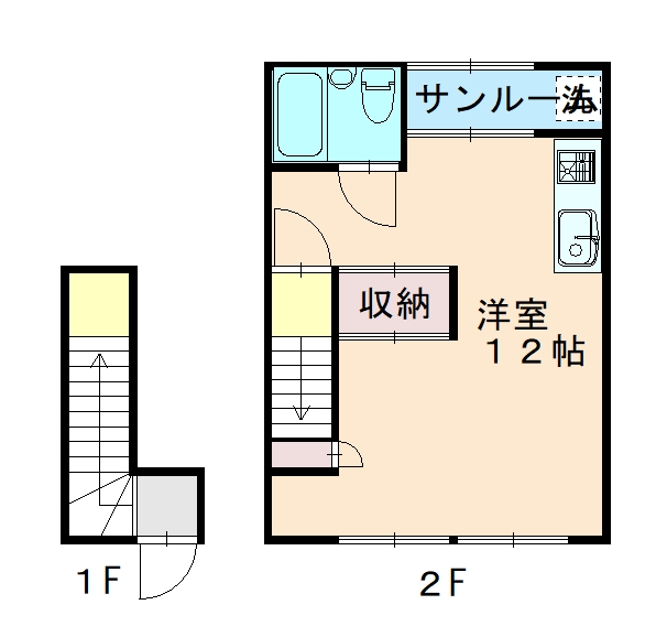 北新金屋丁ワンルームの間取り