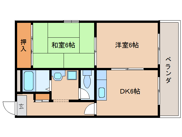 奈良市神殿町のマンションの間取り