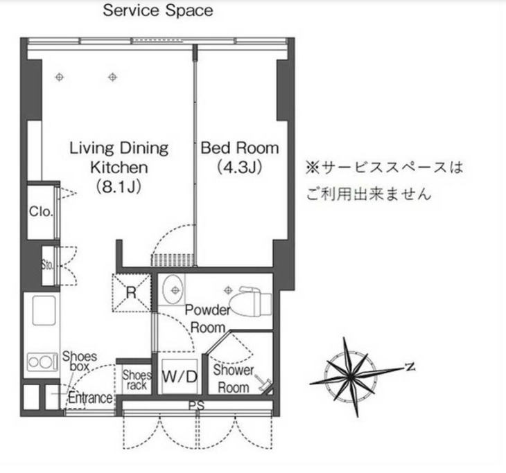 港区港南のマンションの間取り