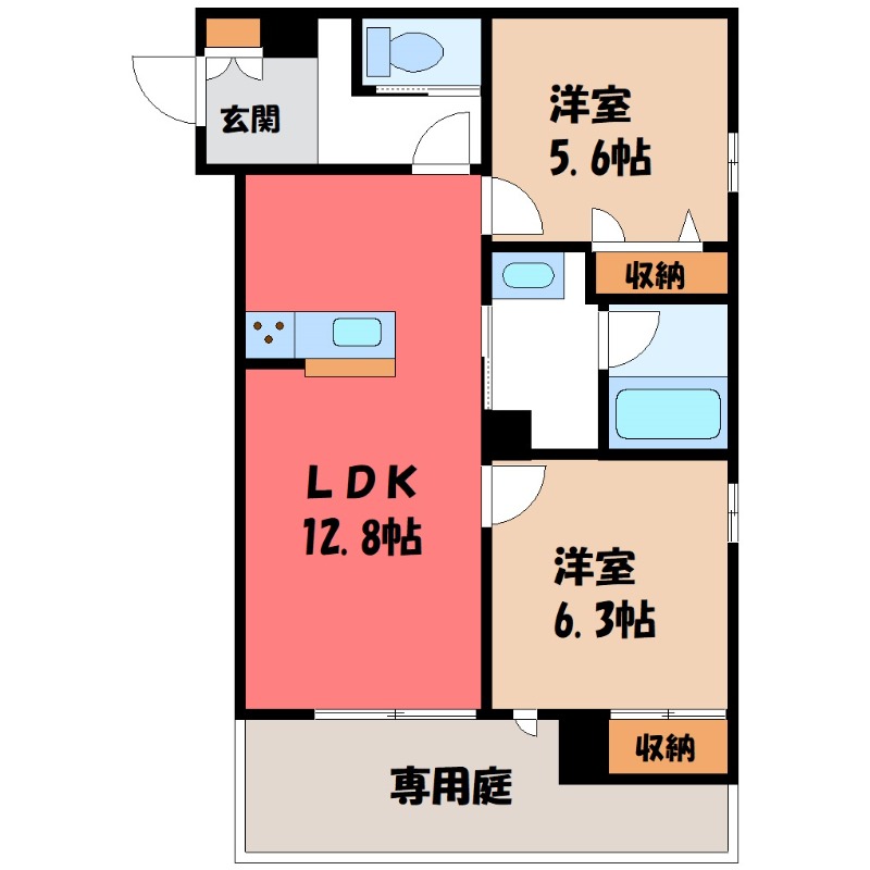 小山市西城南のアパートの間取り