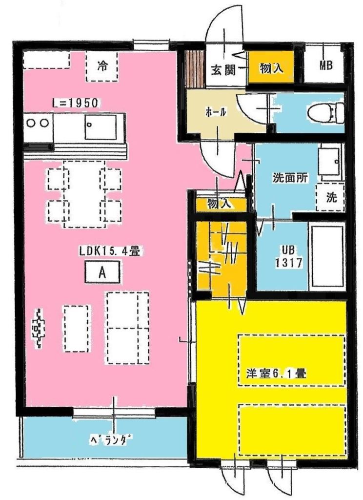 新潟市中央区上所中のアパートの間取り