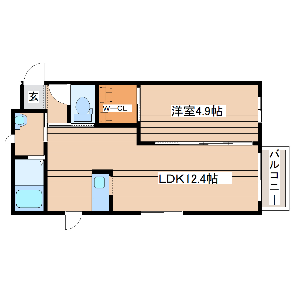 仙台市青葉区台原のアパートの間取り