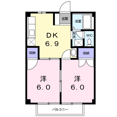 出雲市中野町のアパートの間取り