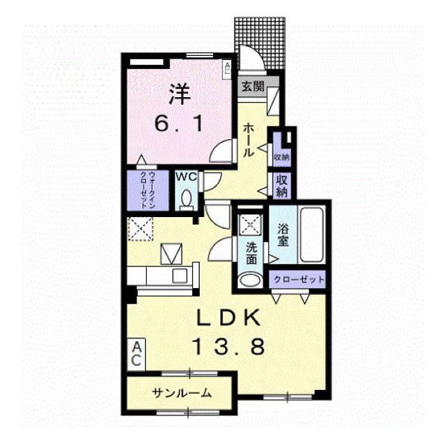 羽島市上中町長間のアパートの間取り