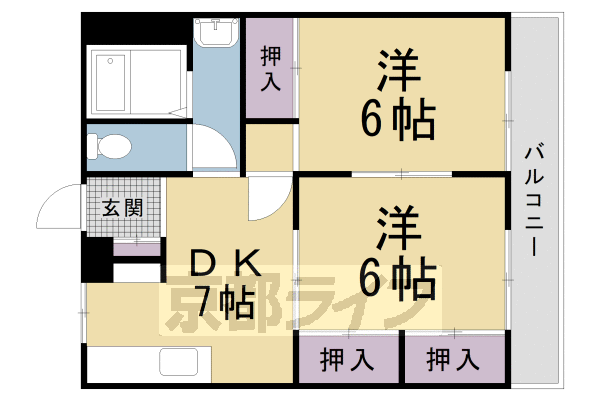 【京都市北区大宮釈迦谷のマンションの間取り】