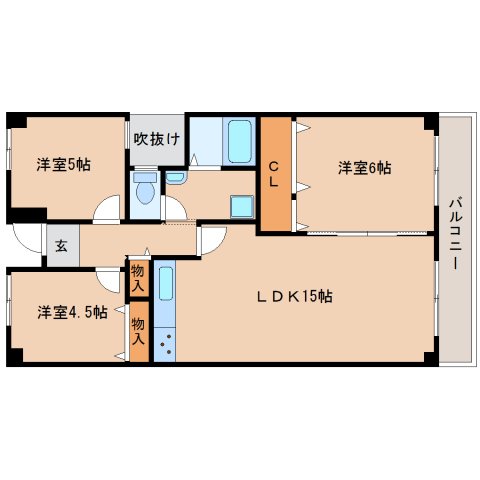 奈良市西登美ヶ丘のマンションの間取り