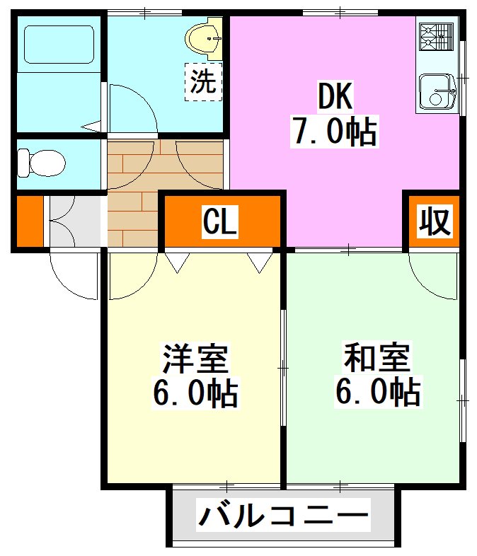 田川市千代町のアパートの間取り