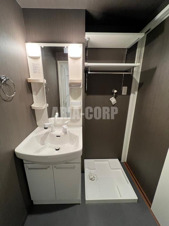 洗面設備　シャンプードレッサー付きの独立洗面台！収納豊富な洗面所♪