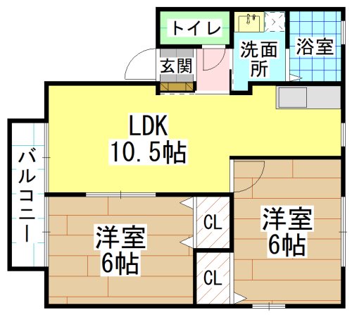 遠賀郡岡垣町大字吉木のアパートの間取り