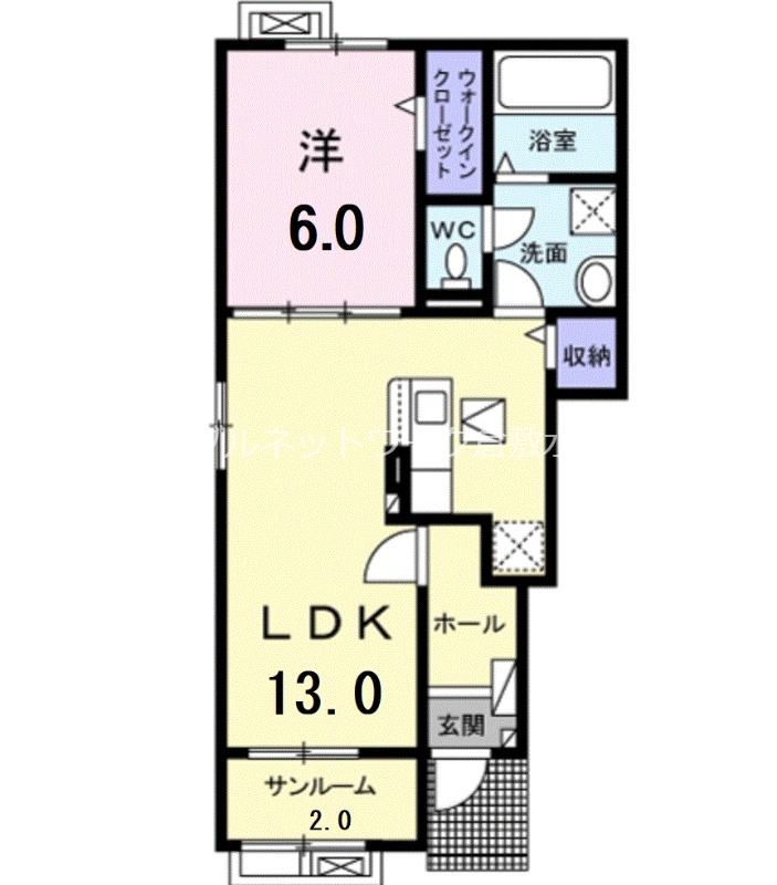 倉敷市水江のアパートの間取り