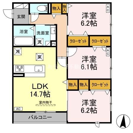 浜松市中央区上西町のアパートの間取り