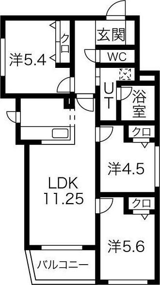 札幌市中央区南十八条西のマンションの間取り