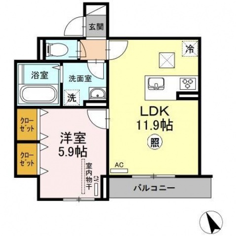 広島市中区西川口町のアパートの間取り