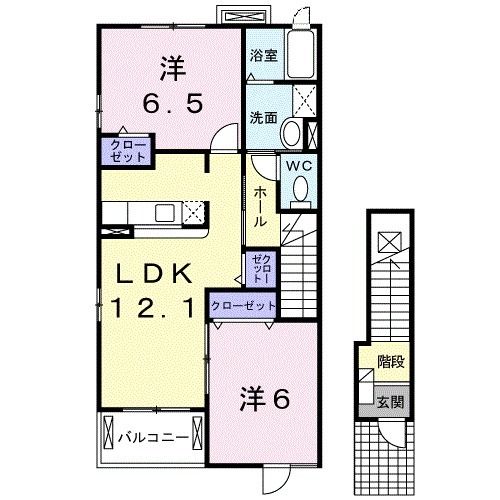 登米市中田町石森のアパートの間取り