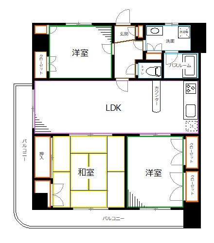 中野区白鷺のマンションの間取り