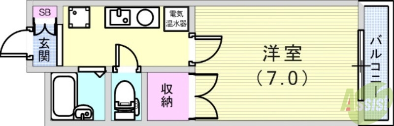 神戸市長田区雲雀ケ丘のマンションの間取り