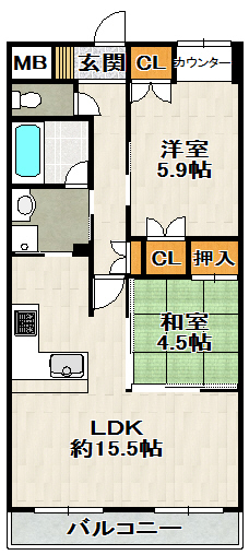 AMENITYCOURT K I　A棟の間取り