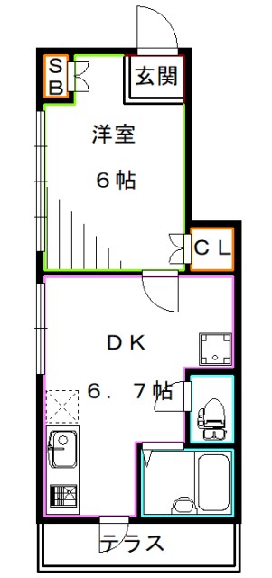 新宿区上落合のアパートの間取り