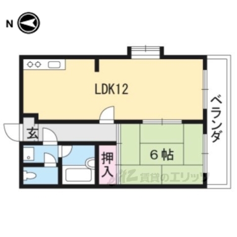 京都市左京区岩倉忠在地町のマンションの間取り