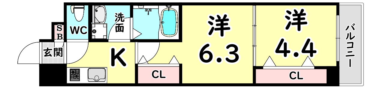 神戸市東灘区住吉宮町のマンションの間取り