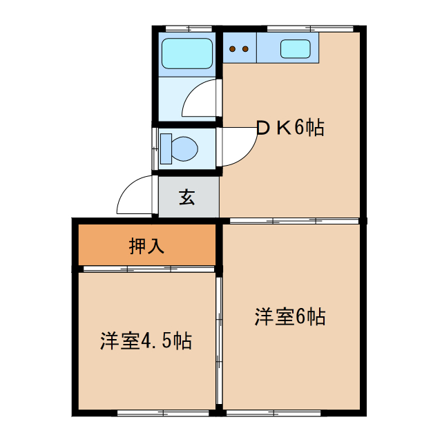 岩国市車町のアパートの間取り