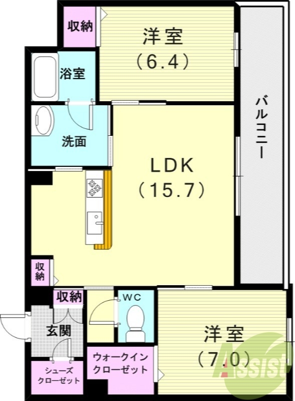 神戸市垂水区桃山台のマンションの間取り