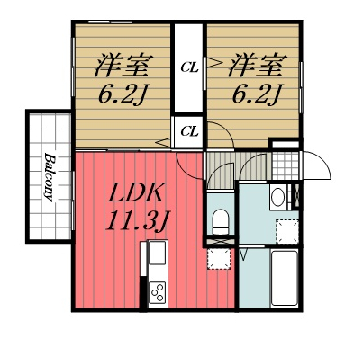 千葉市緑区古市場町のアパートの間取り