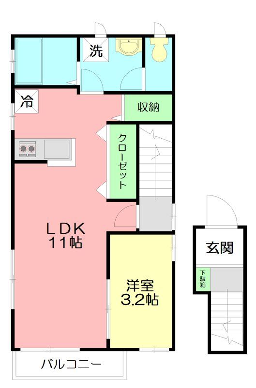 藤沢市辻堂元町のアパートの間取り