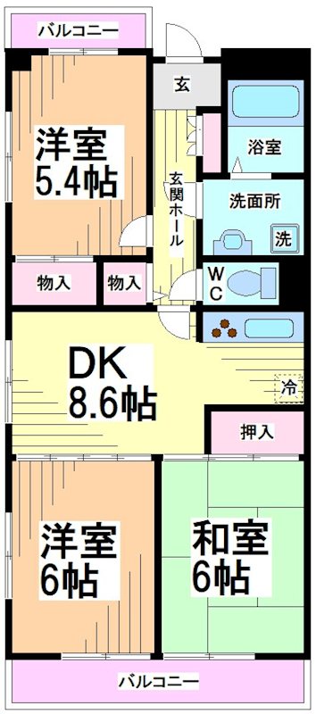 川崎市多摩区長尾のマンションの間取り